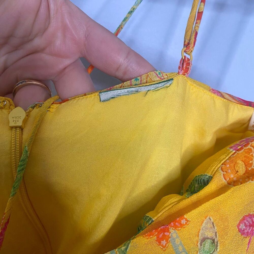 Farm Rio Macaw Bloom Tiered Maxi Dress Yellow Floral XS - Picture 15 of 16